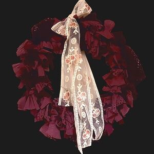 Hand Crafted Purple and White Decor Wreath with Lace Accents